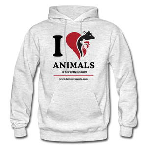 Unisex Adult Hoodie - I Love Animals - light heather gray