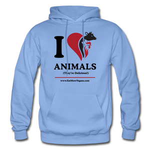 Unisex Adult Hoodie - I Love Animals - carolina blue