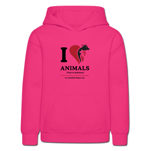 Unisex Kid's Hoodie - I Love Animals - fuchsia