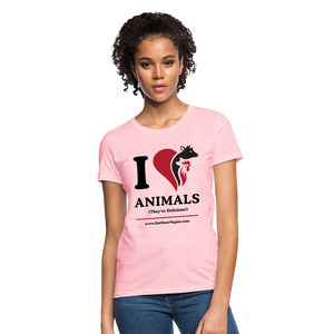 Women's Basic T-Shirt - I Love Animals - pink