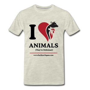 Men's Premium T-Shirt - I Love Animals - heather oatmeal