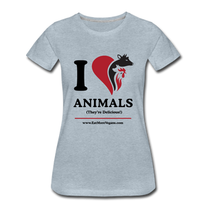 Women’s Premium T-Shirt - I Love Animals - heather ice blue